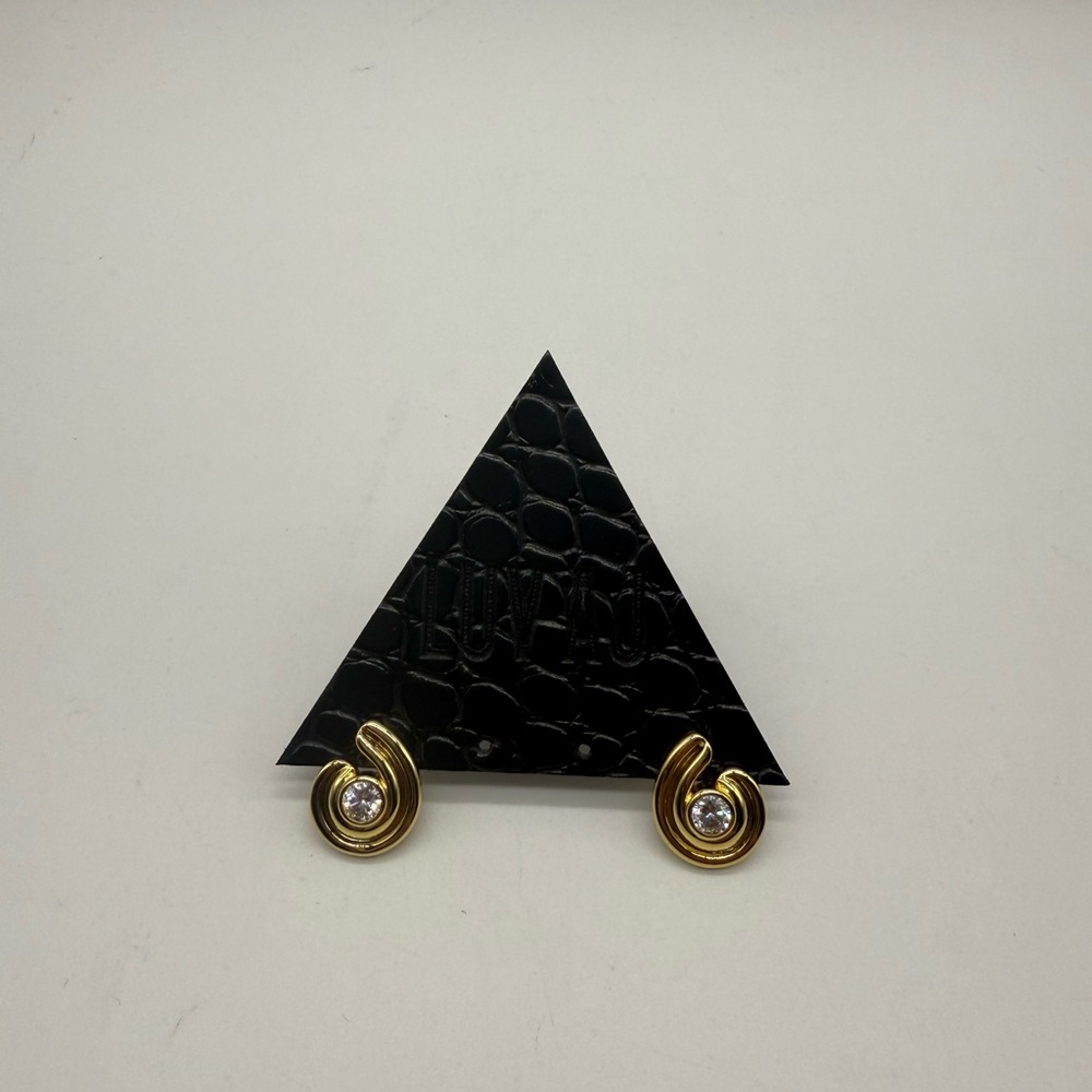 Luv AJ WAVE BEZEL TWIST STUDS - Gold - Picture 4 of 5